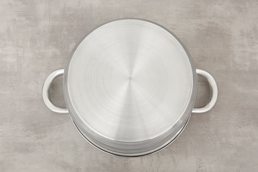 Nồi inox 5 đáy nắp kính 22 cm Green Cook GCS243-22IH Màu Inox