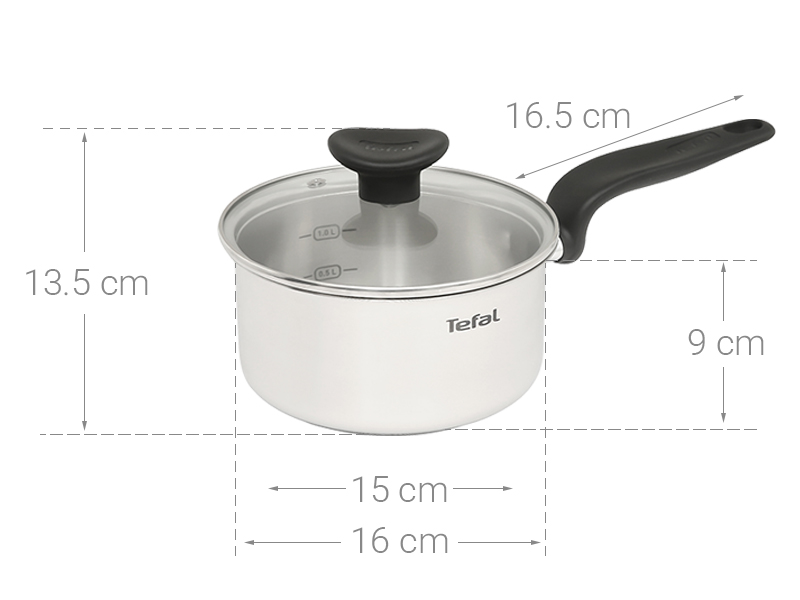 Quánh inox nắp kính 16 cm Tefal Primary E3082235