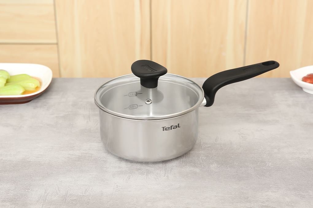 Quánh inox nắp kính 16 cm Tefal Primary E3082235 Màu Inox