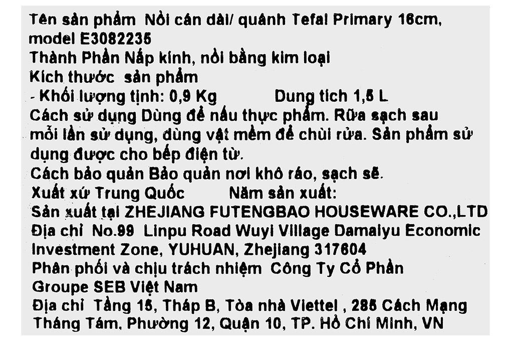 Quánh inox nắp kính 16 cm Tefal Primary E3082235 Màu Inox