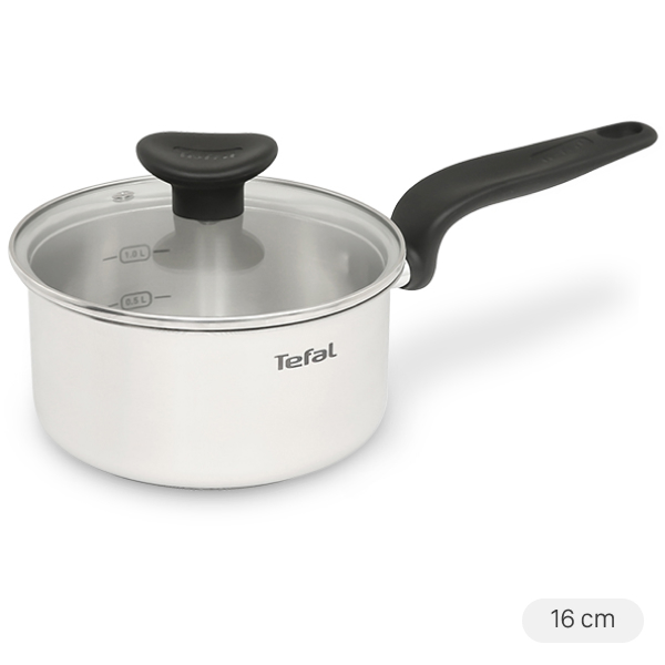 Quánh inox nắp kính 16 cm Tefal Primary E3082235