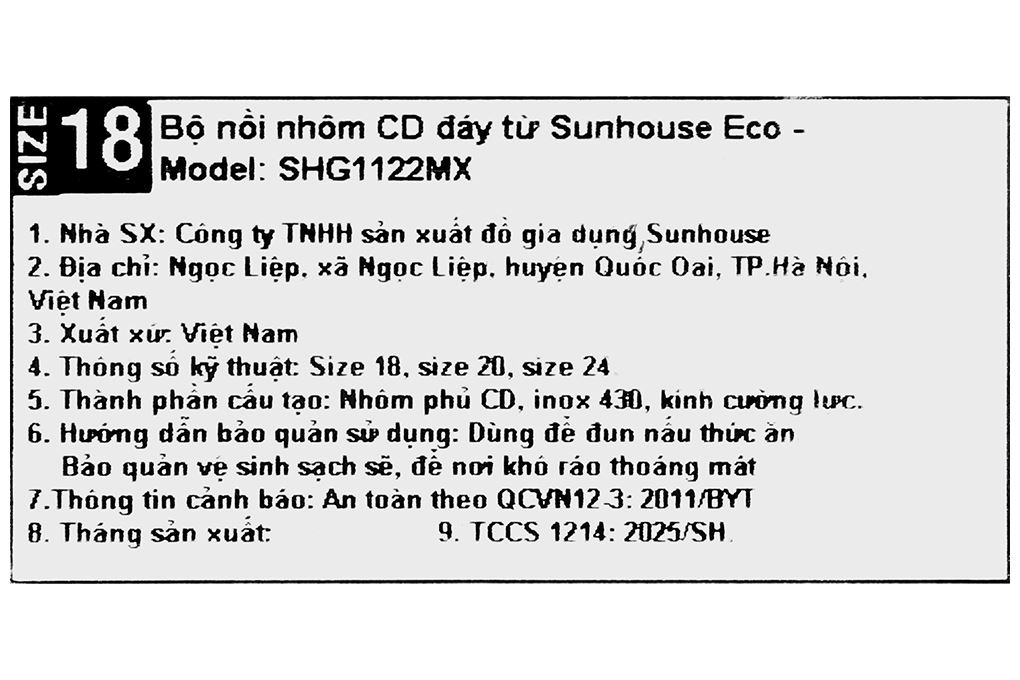 Bộ 3 nồi nhôm 3 đáy nắp kính Sunhouse Eco SHG1122MX Màu Xanh