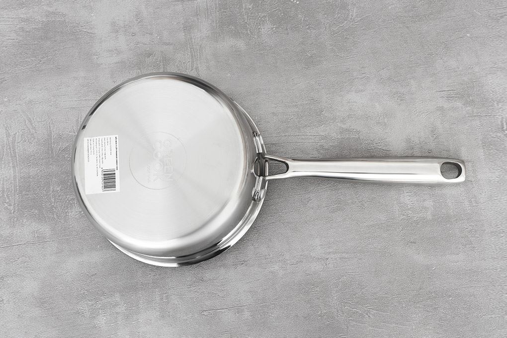 Quánh inox 3 lớp nguyên khối nắp kính 16 cm Green Cook GCS235-16IH Màu Inox