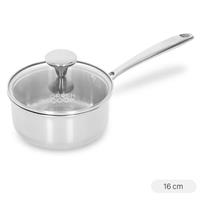 Quánh inox 3 lớp nguyên khối nắp kính 16 cm Green Cook GCS235-16IH