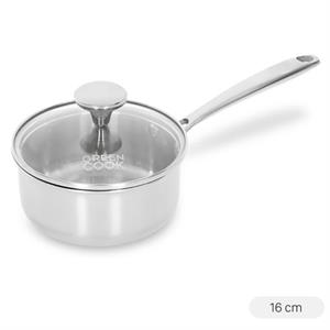 Quánh inox 3 lớp nguyên khối nắp kính 16 cm Green Cook GCS235-16IH