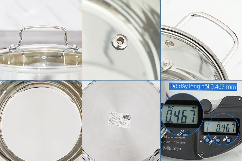 Bộ 3 nồi inox 3 đáy nắp kính Green Cook GCS2519-T1 Màu Inox