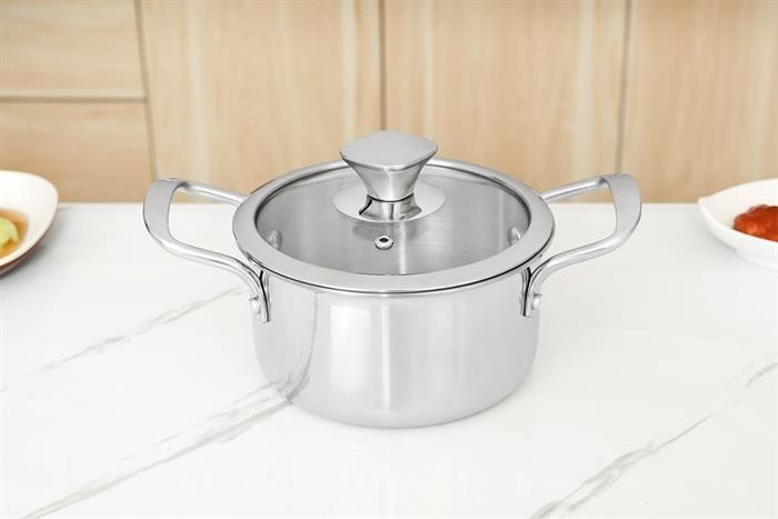 Bộ 3 nồi inox 3 lớp nắp kính AVA HH-001S Màu Inox