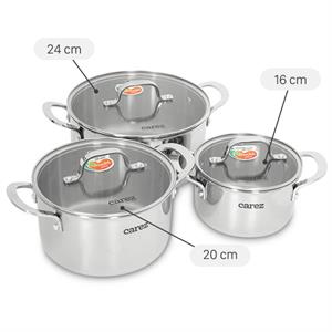 Bộ 3 nồi inox 3 lớp nguyên khối Carez CPC871SI-03