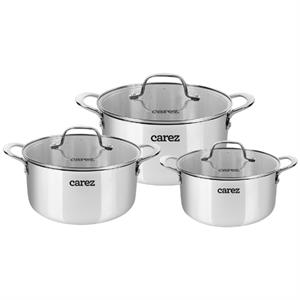 Bộ 3 nồi inox 3 lớp nguyên khối Carez CPC871SI-03
