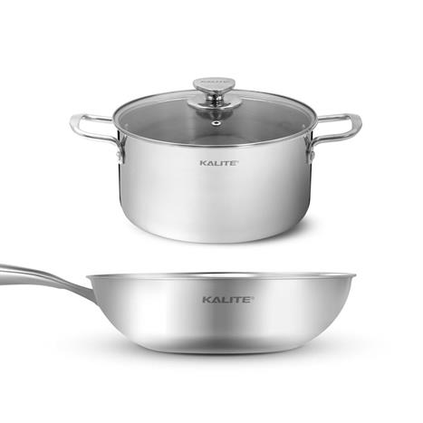 Bộ nồi chảo inox nắp kính Kalite Eco Dual Màu Inox
