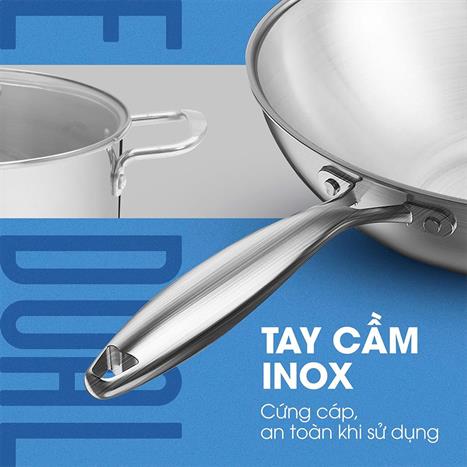 Bộ nồi chảo inox nắp kính Kalite Eco Dual Màu Inox