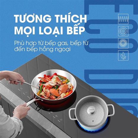 Bộ nồi chảo inox nắp kính Kalite Eco Dual Màu Inox