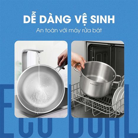 Bộ nồi chảo inox nắp kính Kalite Eco Dual Màu Inox