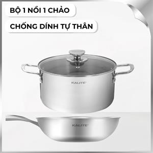 Bộ nồi chảo inox nắp kính Kalite Eco Dual