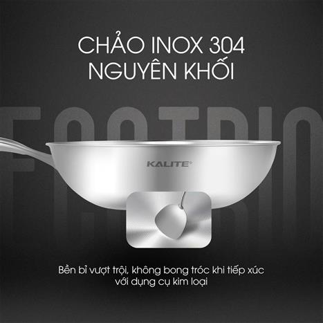 Bộ nồi chảo inox nắp kính Kalite Eco Trio Màu Inox