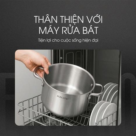 Bộ nồi chảo inox nắp kính Kalite Eco Trio Màu Inox