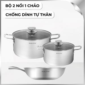 Bộ nồi chảo inox nắp kính Kalite Eco Trio