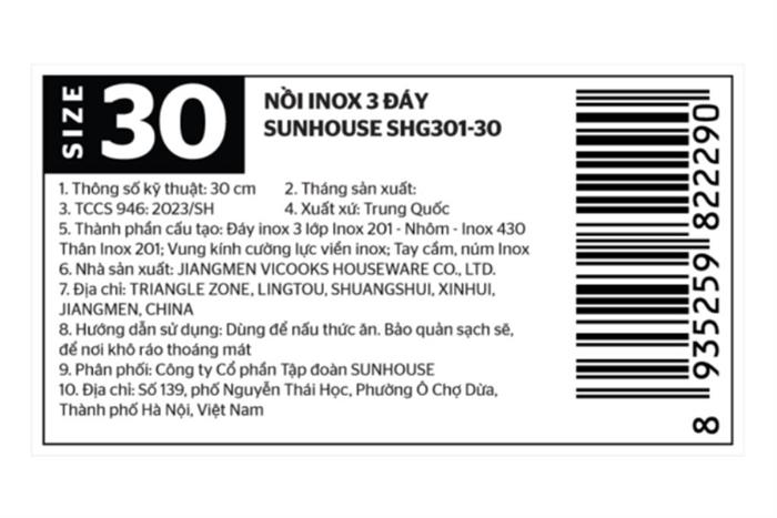 Nồi Inox 3 đáy nắp kính 30 cm Sunhouse SHG301-30