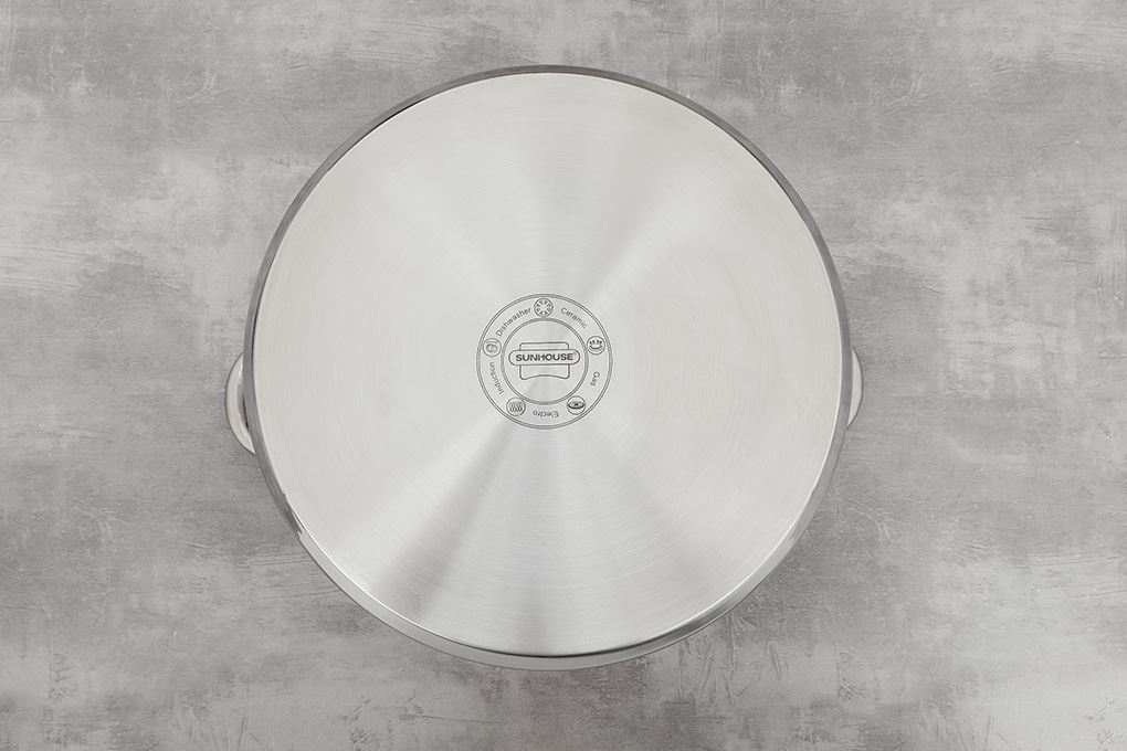 Nồi Inox 3 đáy nắp kính 30 cm Sunhouse SHG301-30 Màu Inox