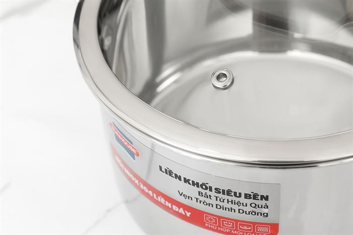 Nồi Inox 3 lớp nguyên khối nắp kính 18 cm Sunhouse SHG706-18 Màu Inox