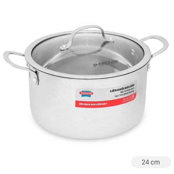 Nồi Inox 3 lớp nguyên khối Sunhouse SHG706-24
