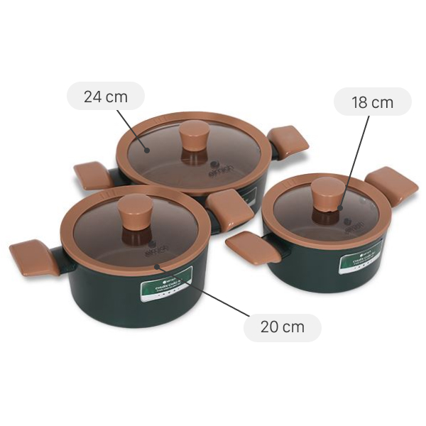 Bộ 3 nồi nhôm chống dính Elmich Harmony EL5246PT01