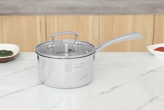 Bộ 4 nồi quánh inox 3 lớp nguyên khối nắp kính Elmich Premium EL3100 Màu Inox