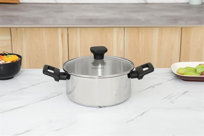Nồi inox đáy từ nắp kính 20 cm Lock&Lock CSC2023IH Màu Inox