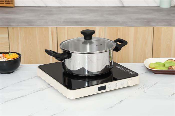 Nồi inox đáy từ nắp kính 20 cm Lock&Lock CSC2023IH Màu Inox