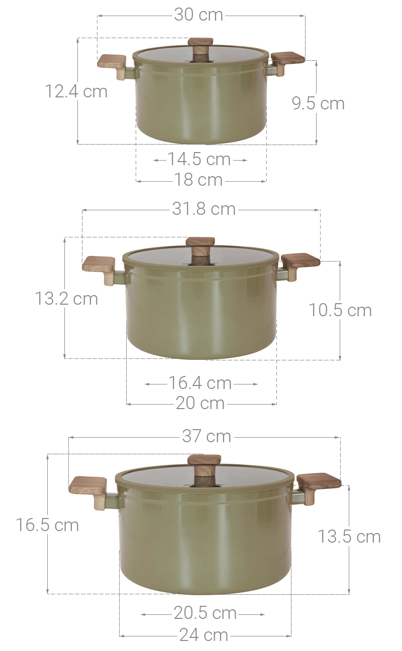 Bộ 3 nồi nhôm chống dính nắp kính Sunhouse ST2210P