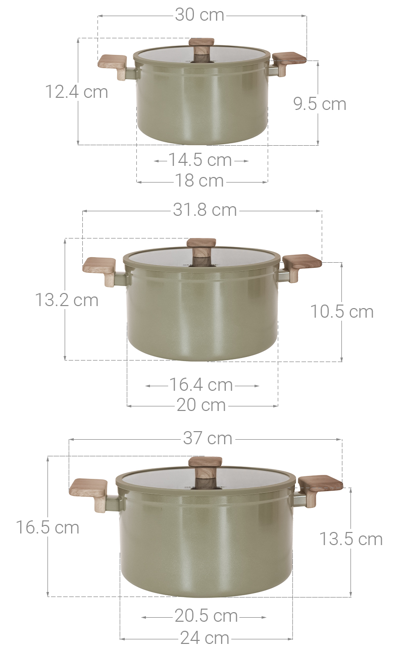 Bộ 3 nồi nhôm chống dính nắp kính Sunhouse Titanium Plasma ST2210P