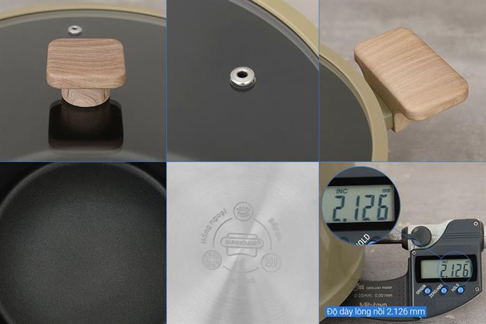 Bộ 3 nồi nhôm chống dính nắp kính Sunhouse ST2210P Màu Xanh