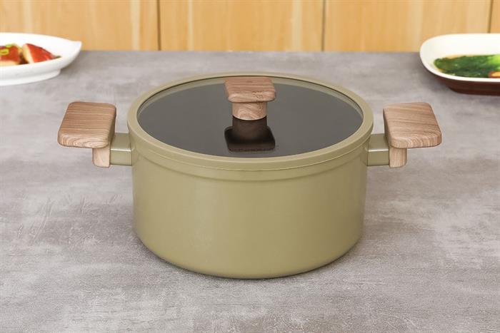 Bộ 3 nồi nhôm chống dính nắp kính Sunhouse Titanium Plasma ST2210P Màu Xanh