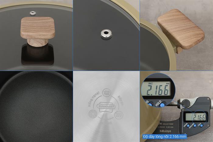 Bộ 3 nồi nhôm chống dính nắp kính Sunhouse ST2210P Màu Xanh