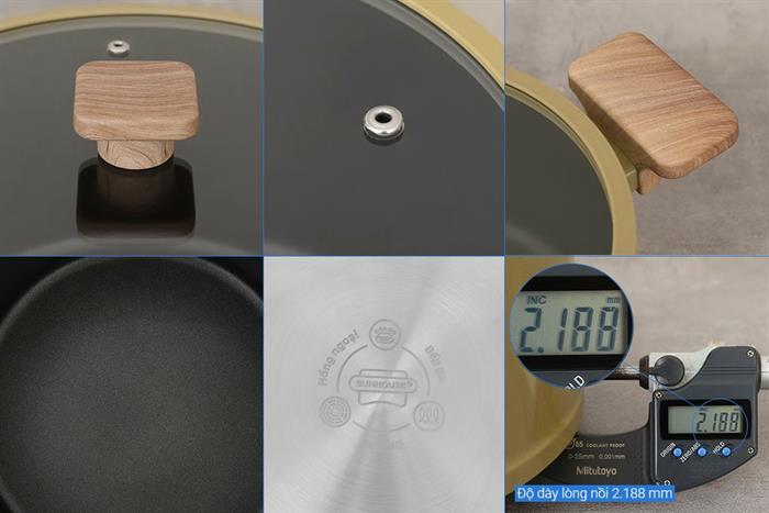 Bộ 3 nồi nhôm chống dính nắp kính Sunhouse ST2210P Màu Xanh