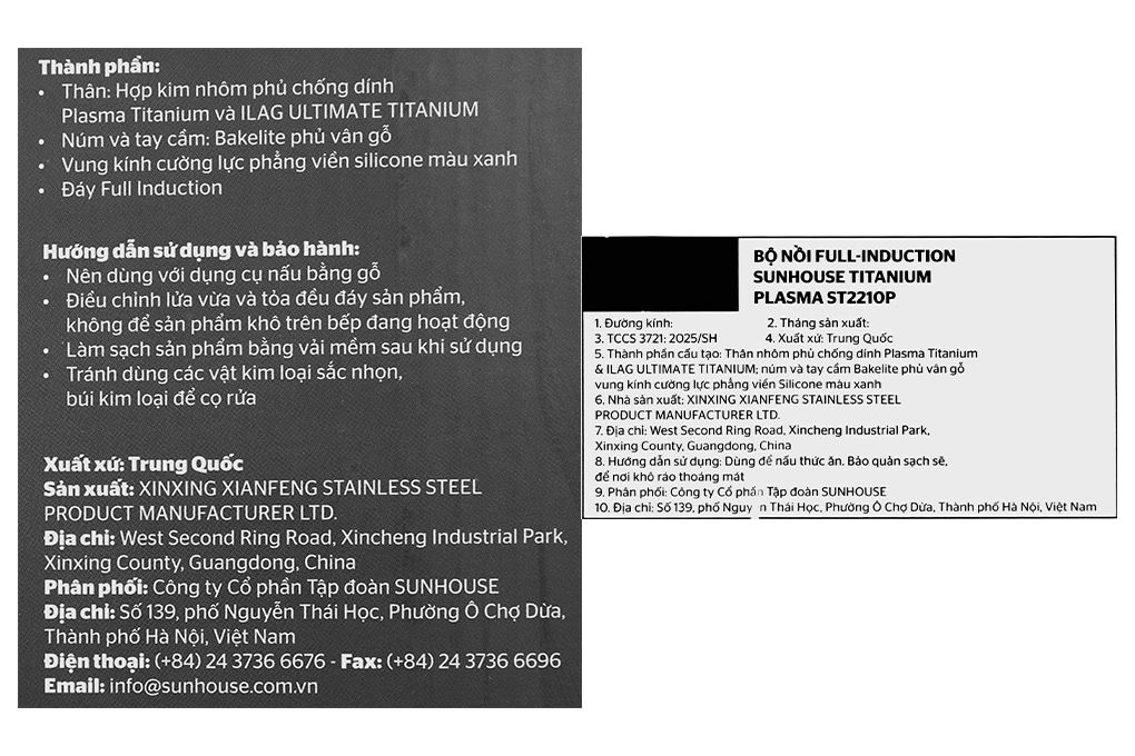 Bộ 3 nồi nhôm chống dính nắp kính Sunhouse Titanium Plasma ST2210P Màu Xanh