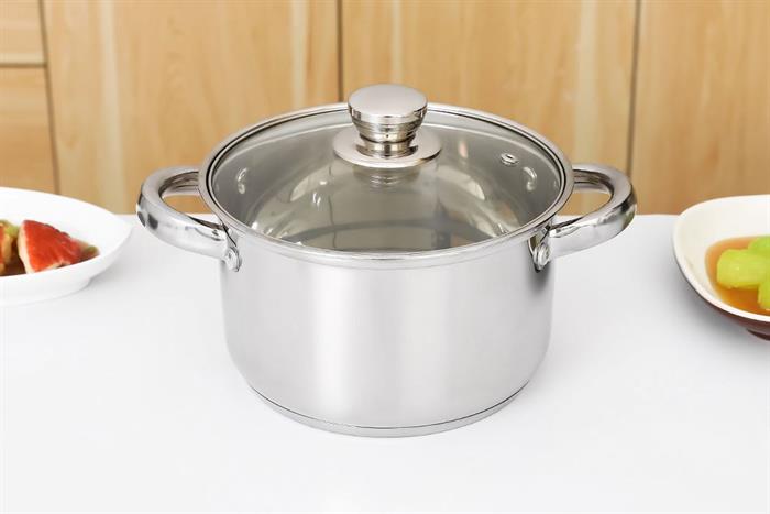 Nồi inox 3 đáy nắp kính 18 cm Inochi Kuro HNK.NIKR.2418 Màu Inox