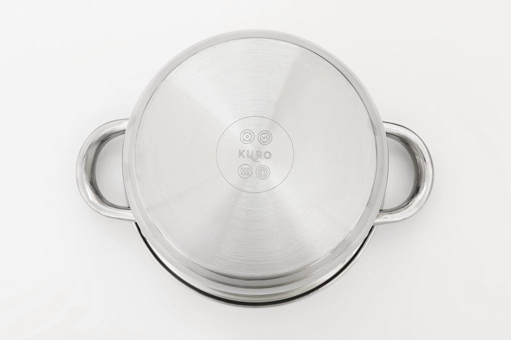 Nồi inox 3 đáy nắp kính 18 cm Inochi Kuro HNK.NIKR.2418 Màu Inox
