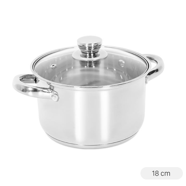 img Nồi inox 3 đáy nắp kính 18 cm Inochi Kuro HNK.NIKR.2418