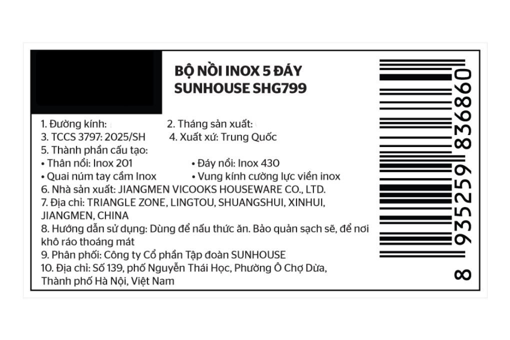 Bộ 3 nồi inox 5 đáy nắp kính Sunhouse SHG799 - 11