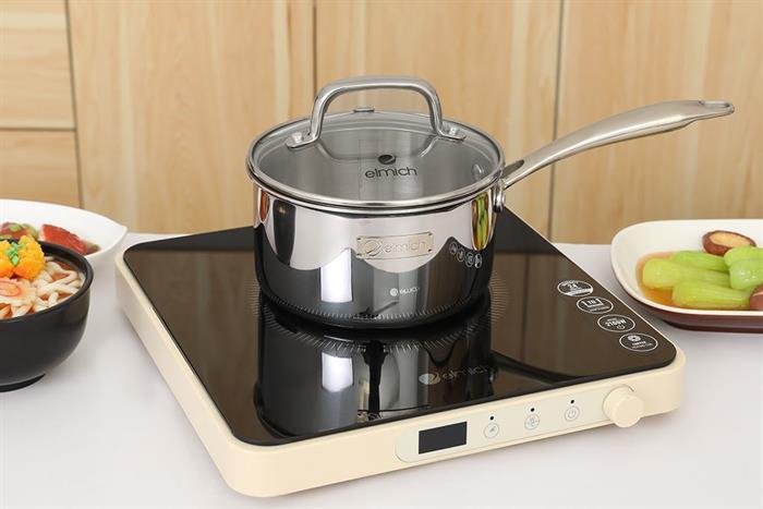 Bộ 4 nồi quánh inox 3 lớp nguyên khối nắp kính Elmich EL2485IN01 Màu Inox