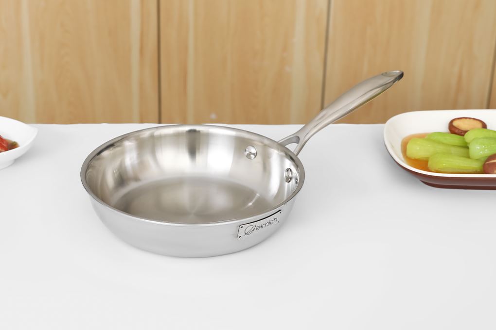 Bộ 5 nồi chảo inox 3 lớp nguyên khối nắp kính Elmich EL2486IN01 Màu Inox