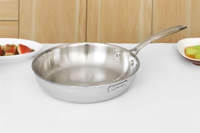 Bộ 5 nồi chảo inox 3 lớp nguyên khối nắp kính Elmich EL2486IN01 Màu Inox