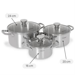 Bộ 3 nồi inox 3 lớp nguyên khối Pramie PC36505
