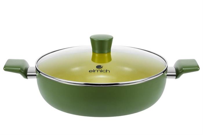 Nồi nhôm chống dính nắp kính 28 cm Elmich Daily Milan Màu Xanh