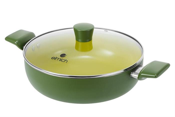 Nồi nhôm chống dính nắp kính 28 cm Elmich Daily Milan Màu Xanh