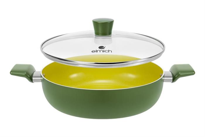 Nồi nhôm chống dính nắp kính 28 cm Elmich Daily Milan Màu Xanh
