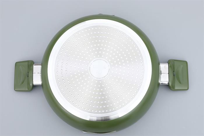 Nồi lẩu nhôm chống dính nắp kính 28 cm Elmich Daily Milan Màu Xanh