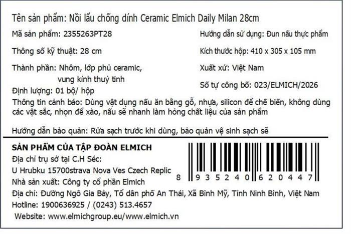 Nồi nhôm chống dính nắp kính 28 cm Elmich Daily Milan Màu Xanh