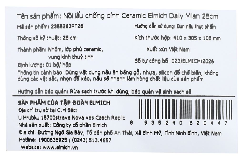 Nồi lẩu nhôm chống dính nắp kính 28 cm Elmich Daily Milan Màu Xanh